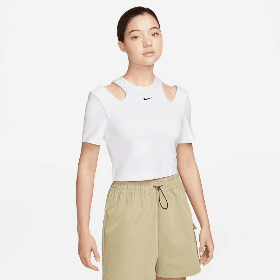 Nike Sportswear Essentials Women's White Short Sleeve Cut-Out Top