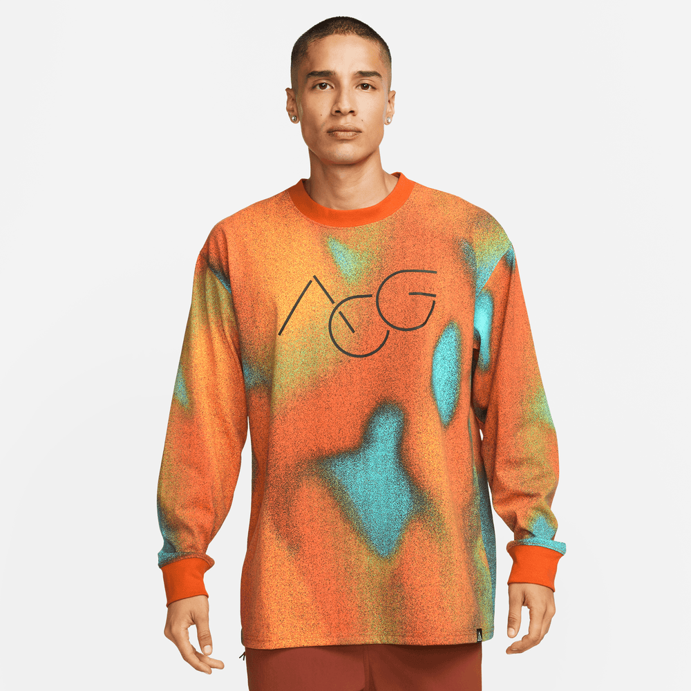 Nike ACG Therma-FIT Allover Print Orange Fleece Crew – Puffer Reds