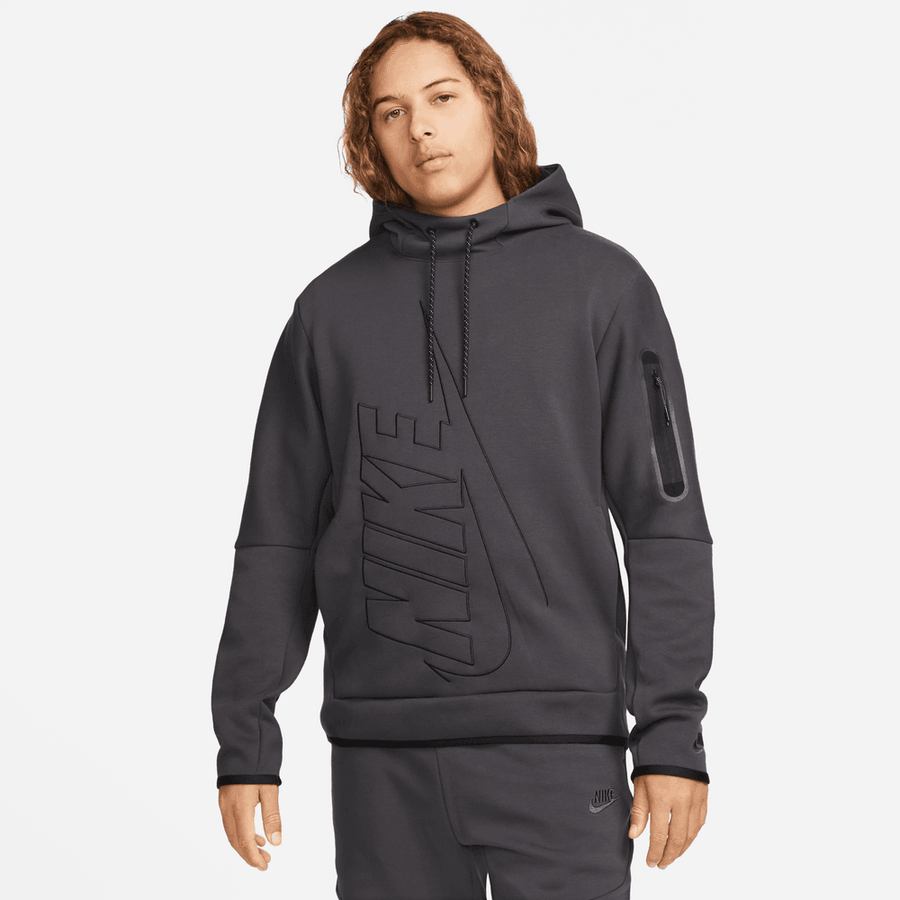 Nike Men's Tech Fleece Pullover Grey Graphic Hoodie