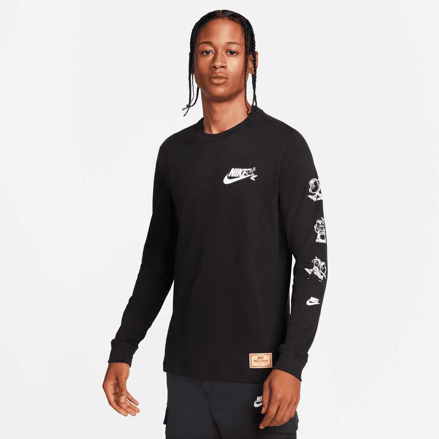 Nike Sportswear Long-Sleeve Black 'Morning Routine' T-Shirt
