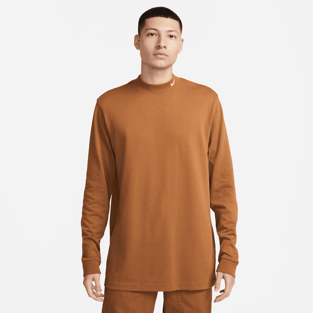 Nike Life Long Sleeve Brown Mock-Neck Shirt
