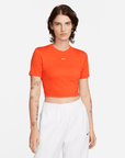 Nike Sportswear Women's Crop Slim Fit Red T-Shirt