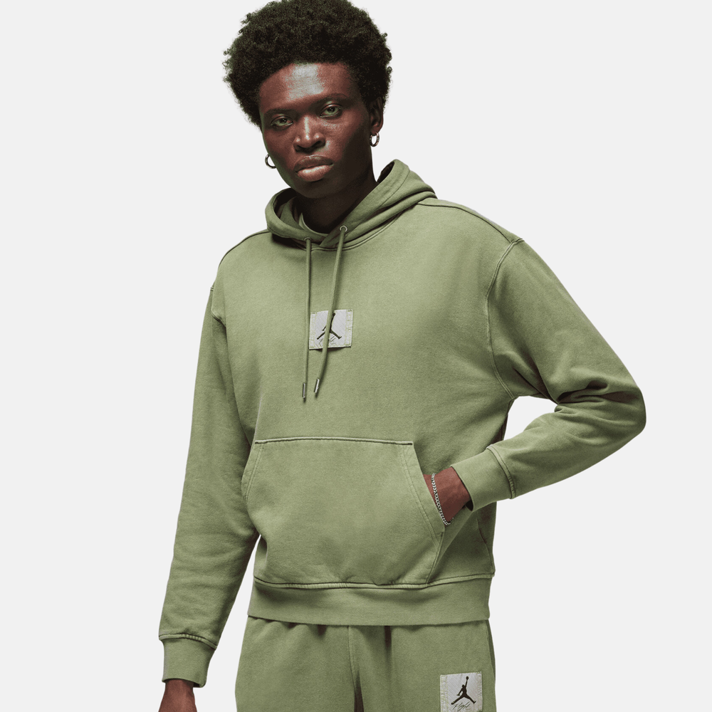 Air Jordan Essentials Statement Fleece Washed Green Pullover Hoodie