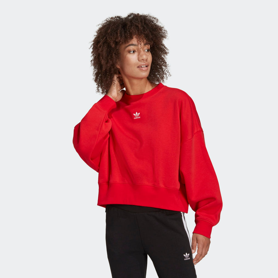Adidas Women's Essential Oversize Crop Sweatshirt Red Adidas