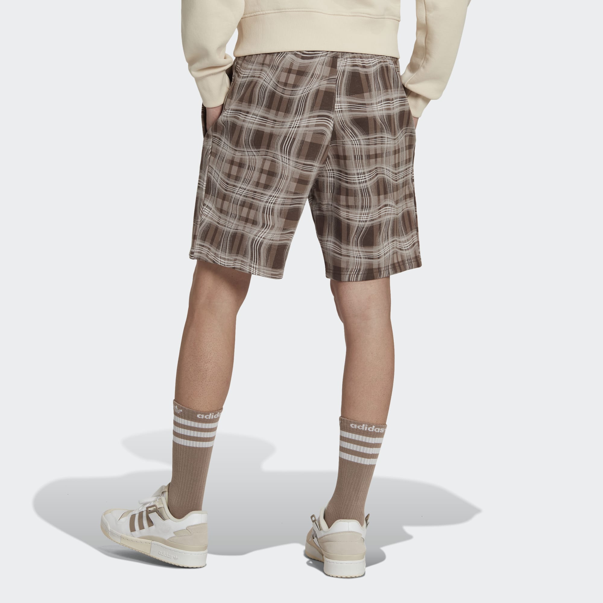 Short - Brown Reds Puffer Plaid Chalky Adidas AOP