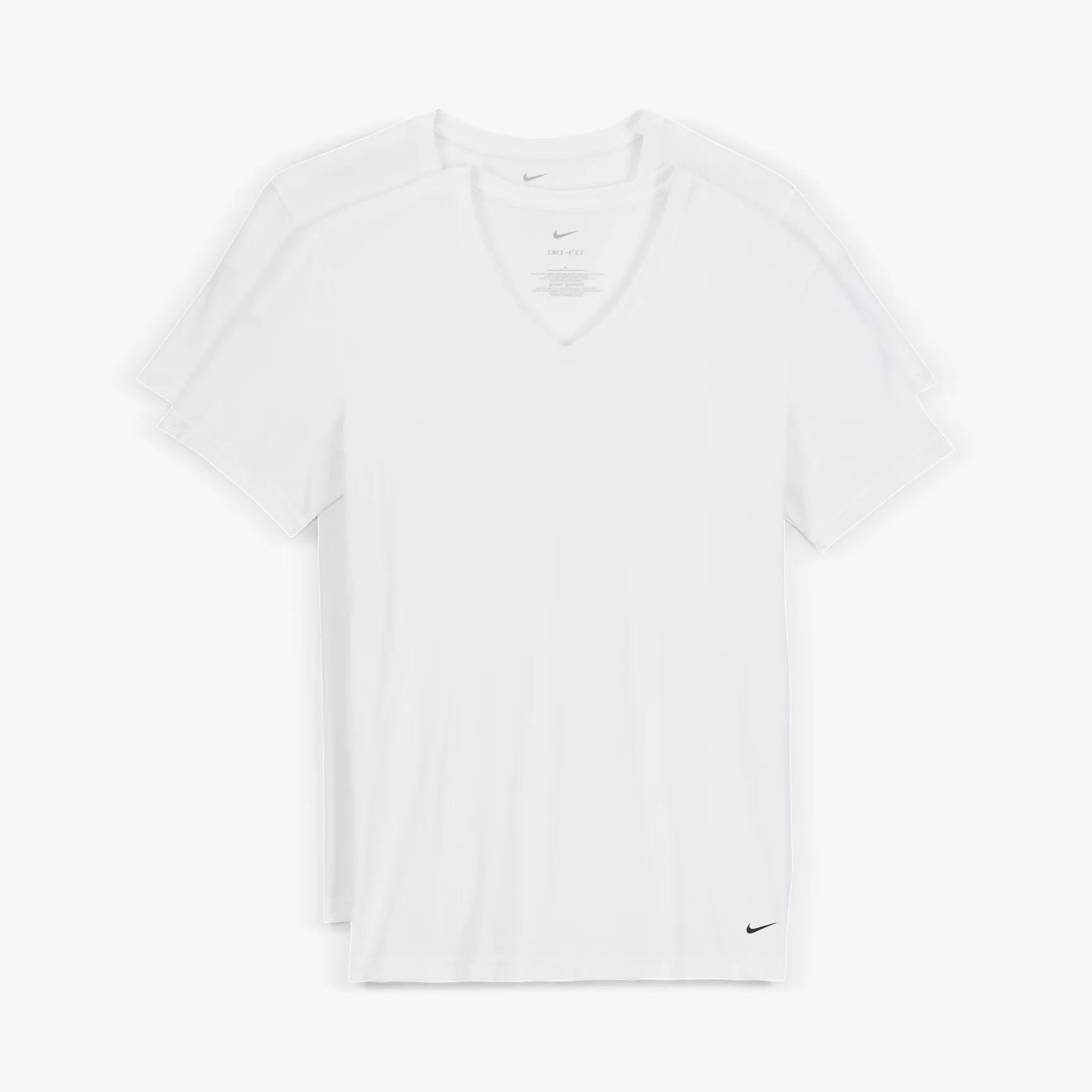 Nike Everyday Cotton Stretch White Slim Fit V-Neck Undershirt (2-Pack)