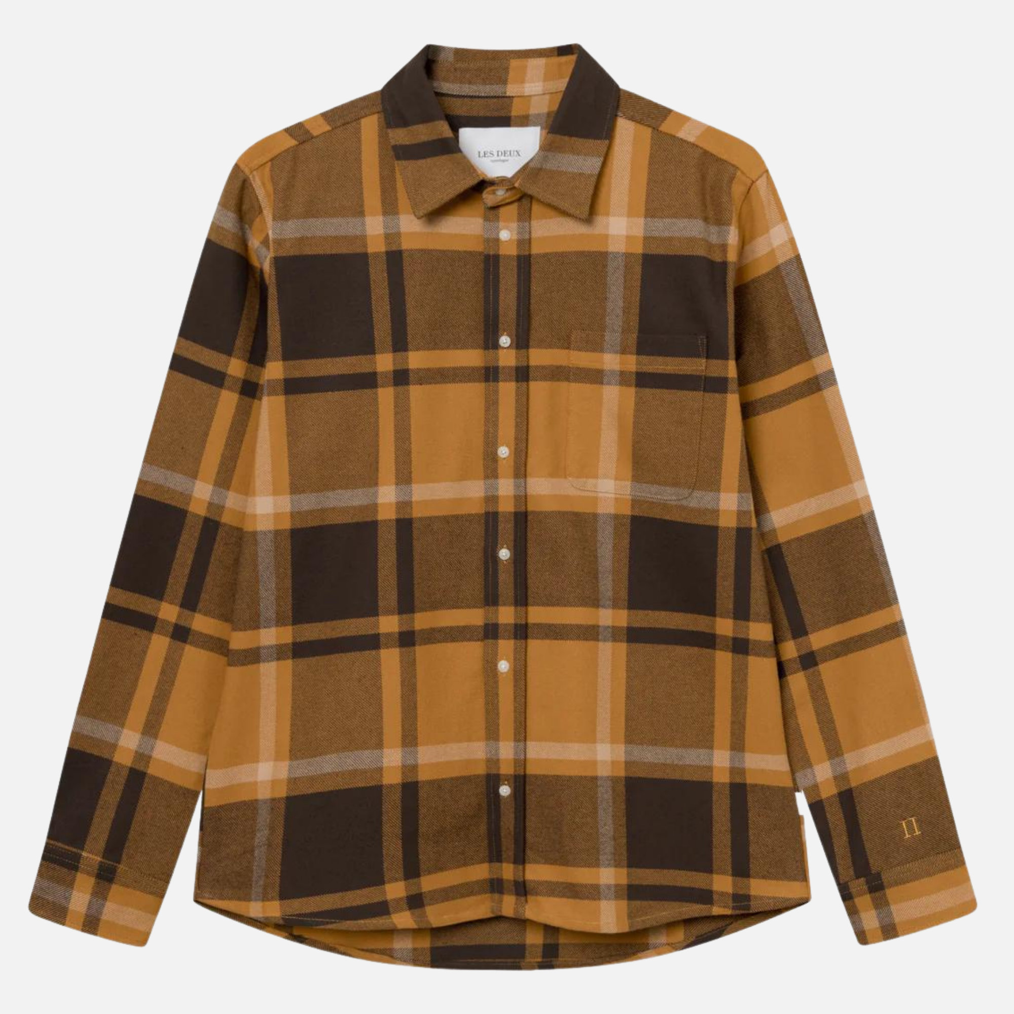 Les Deux Honeycomb Coffee Brown Jeremy Flannel Shirt