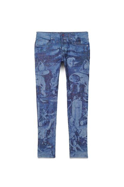 Purple Brand Prism Laser Print Jean Washed Indigo Purple Brand