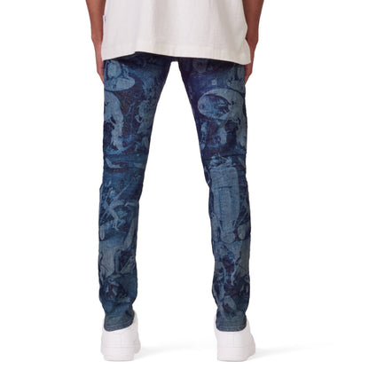 Purple Brand Prism Laser Print Jean Washed Indigo Purple Brand