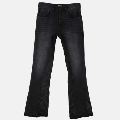 Purple Brand Black Double Panels Flare Blowouts Jeans