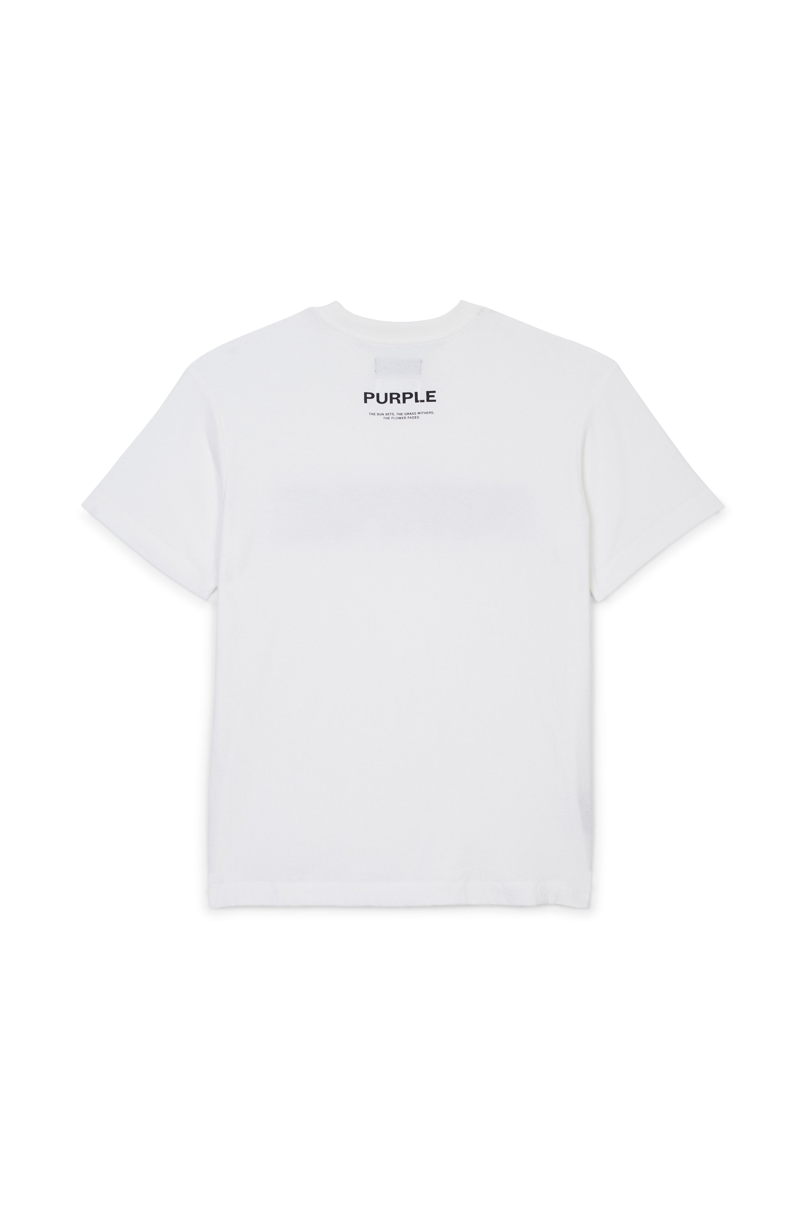 Purple Brand Textured Jersey 'Wordmark' T-Shirt White Purple Brand