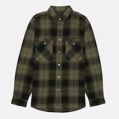 Purple Brand Winter Moss Overdyed Plaid Shirt