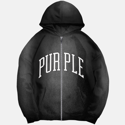 Purple Brand Black Beauty Collegiate Zip-Up Hoodie