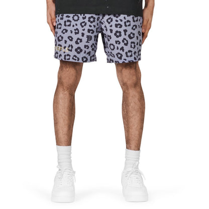 Purple Brand Monogram Leopard Swim Shorts Charcoal Purple Brand