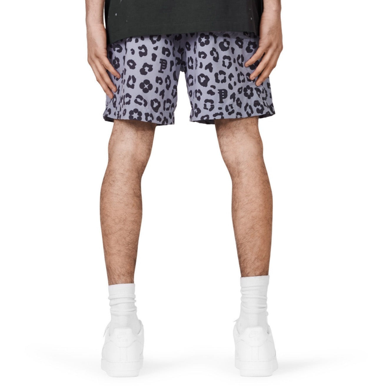 Purple Brand Monogram Leopard Swim Shorts Charcoal - S