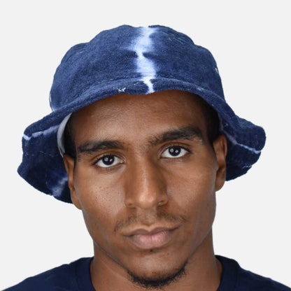 Paper Planes Tie Dye Jacquard Terry Cloth Bucket Hat Navy Paper Planes