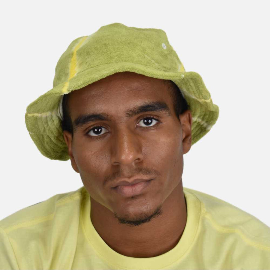 Paper Planes Tie Dye Jacquard Terry Cloth Bucket Hat Olive Paper Planes