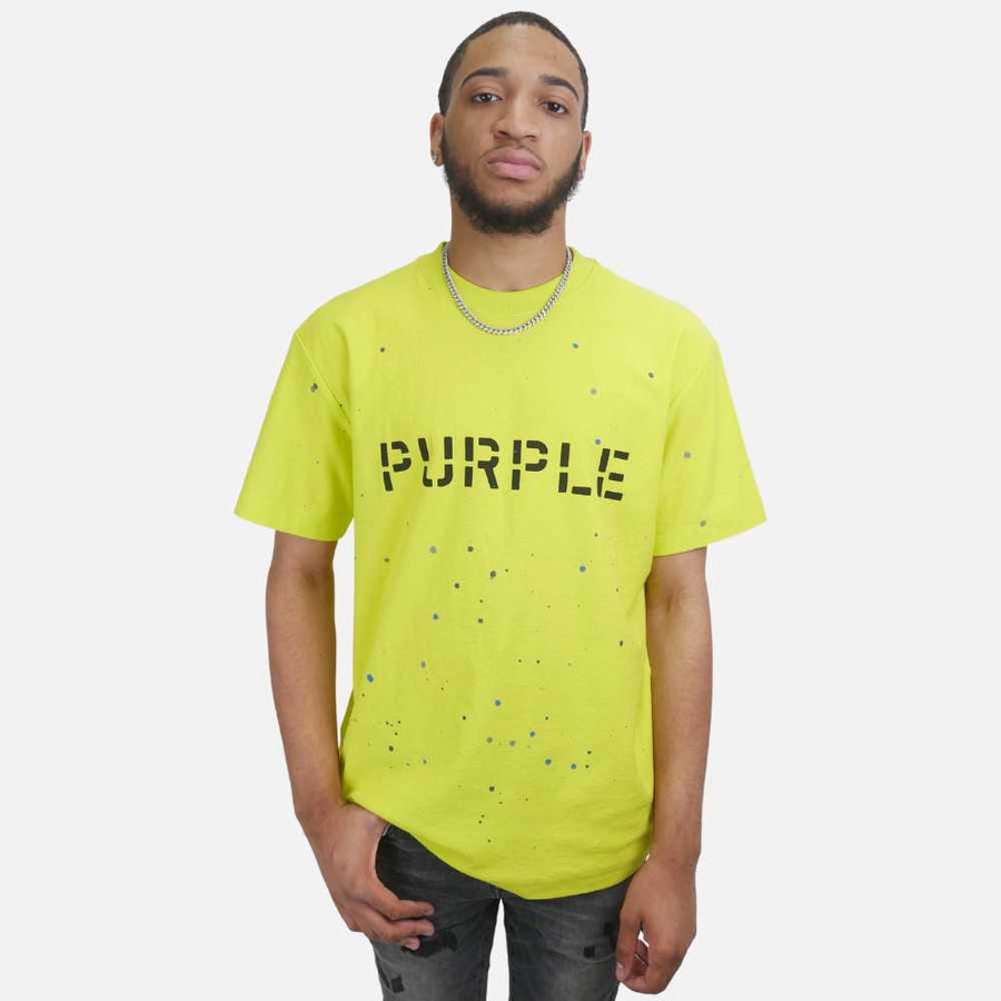 Purple Brand Jersey Stencil Logo With Paint T-Shirt Yellow Purple Brand