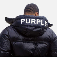 Purple Brand Nylon Snap Off Hood Puffer Jacket Jet Black Purple Brand