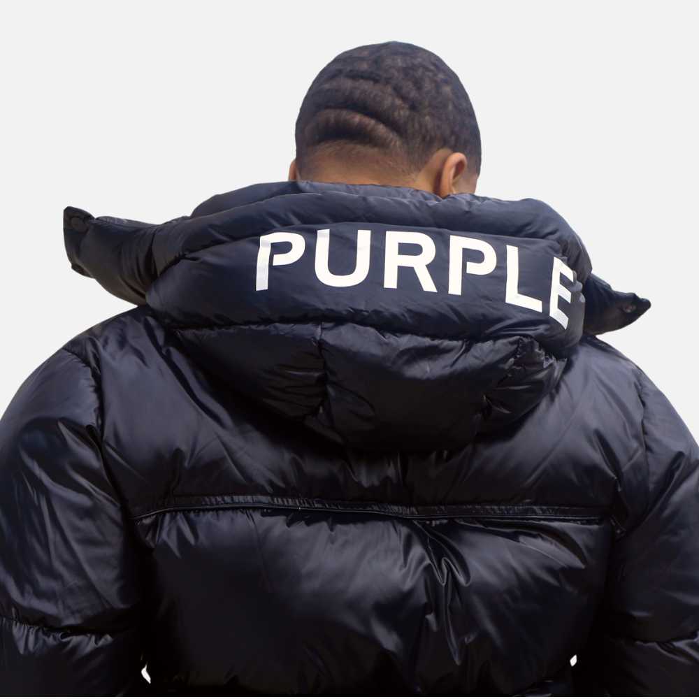Purple Brand Nylon Snap Off Hood Puffer Jacket Jet Black - Puffer Reds