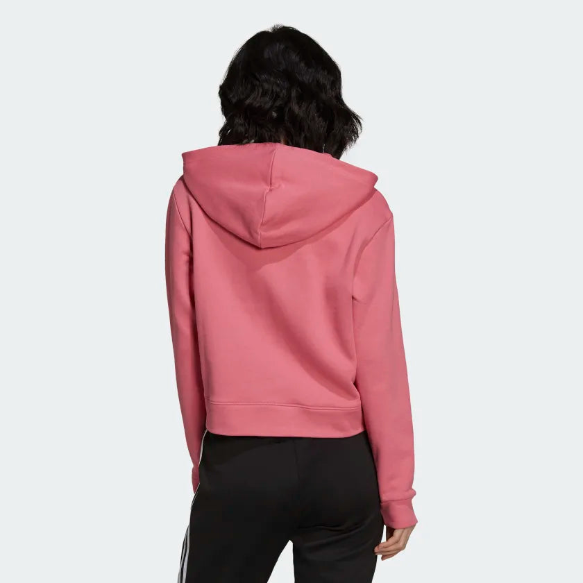 Adidas Women's Trefoil Cropped Pink Hoodie