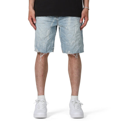 Purple Brand Light Indigo Tie Acid Relaxed Shorts