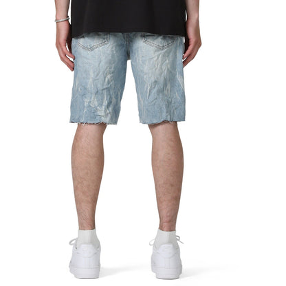 Purple Brand Light Indigo Tie Acid Relaxed Shorts